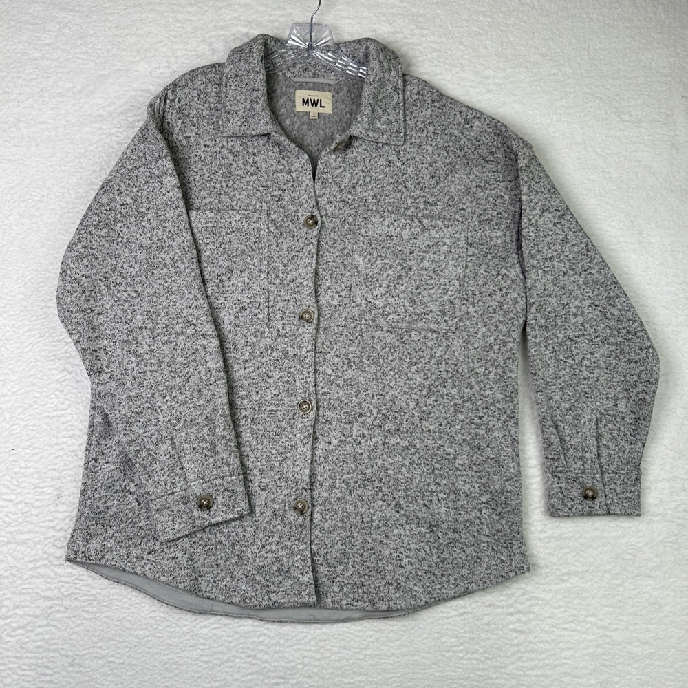 Madewell MWL (Re)sourced Sweater‎ Fleece Shirt Jacket Heather Gray Women's Large